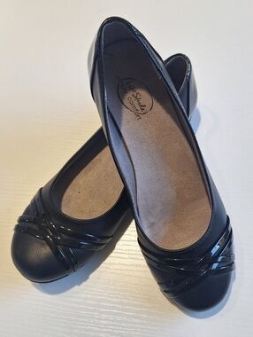 LifeStride Aliza Black Ballet Flats Womens 8.5 Comfort Slip On Work Office